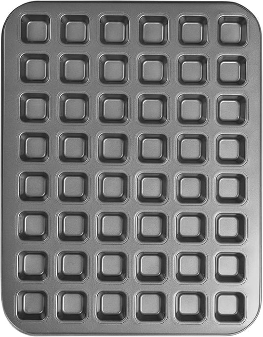 Biubumtu 1-Piece 48 Cup Steel Mini Muffin Pan – Non-Stick Bakeware Mini Cupcake Tin(Square