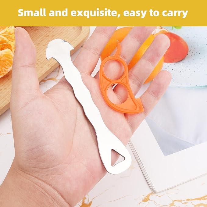 2 Pcs Orange Peelers, Stainless Steel All-in-One Citrus Peeler with Hanging Hole Fruit Peeling Tool for Oranges Tangerines Lemons Grapefruits Practical Kitchen Tool