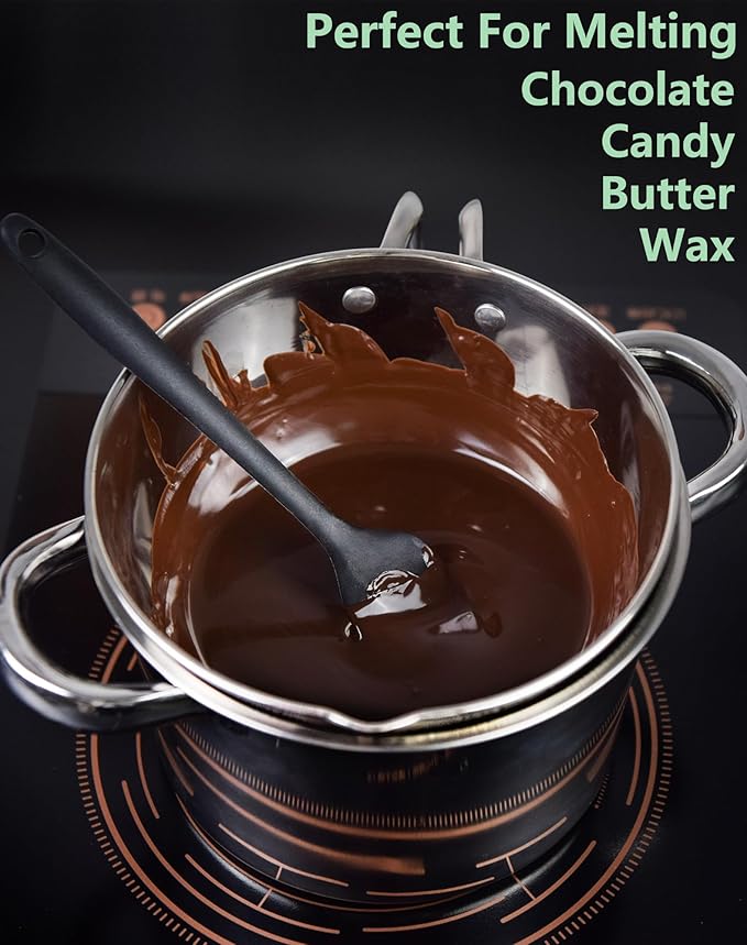 Large Double Boiler Pot Set,3500ML/3.1QT Mixing Bowl for Chocolate Melting, 5000ML/ 4.5QT 304 Stainless Steel Pot With Silicone Spatula for Melting Chocolate, Candy, Candle, Soap, Wax