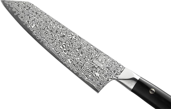 zayiko Black Edition Damascus Knife Kiritsuke I 20 cm blade made of 67 layers of VG10 Damascus steel I Ergonomic Pakkawood handle I Premium Japanese chef's knife for meat, fish & vegetables I Gift box