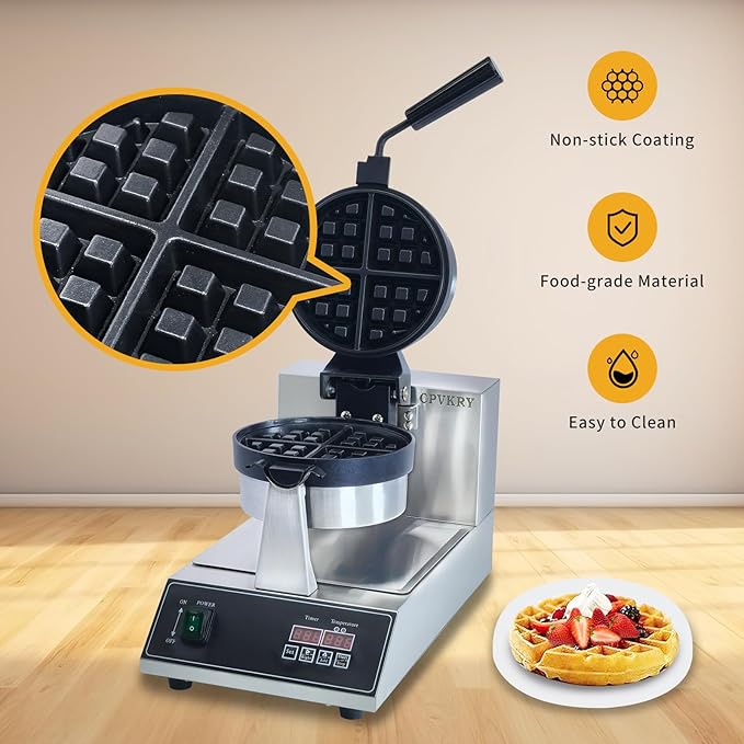 Belgium Waffle Makers, Commercial Waffle Maker,Belgium Waffles Iron Machine, Professional Intelligent, Digital, Non Stick, Stainless, For Hotel Restaurant Bakery Coffee Shop, 110V