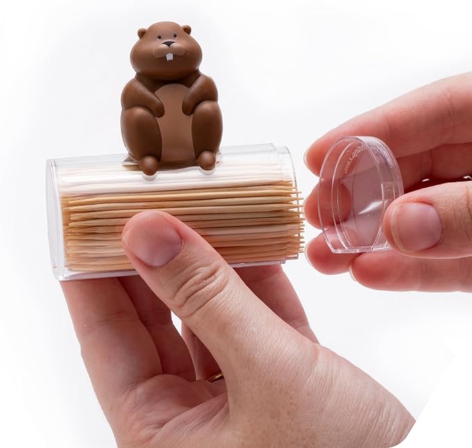 PELEG DESIGN Toothpick Holder - Playful Toothpick Dispenser, Fun and Decorative Plastic Toothpick Holder for Easy Access During Meals or Gatherings (Woody)