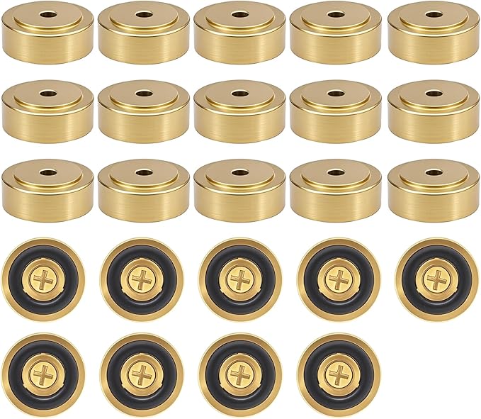 24 Pack Brass Cutting Board Feet with Non Slip Pads,Rubber Feet for Cutting Board,1 Inch Rubber Feet Solid Brass (24, 1 inch)