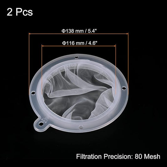 PATIKIL 5.4" O.D. Food Filter Strainer, 2 Pack 80 Mesh Kitchen Mesh Filters Strainers Fine Mesh Sieve for Juice, Coffee, Soy Milk Filtration, White