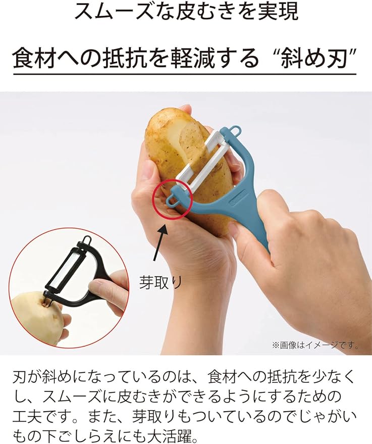 Kyocera CP-NA10X-OR Ceramic Peeler, Rust Free, Easy to Clean Peeler, Orange, Oblique Blade Type, Light and Sharp to Use, Lasting Sharpness, No Chance, Disinfecting Bleaching, Rubber Handle, Made in