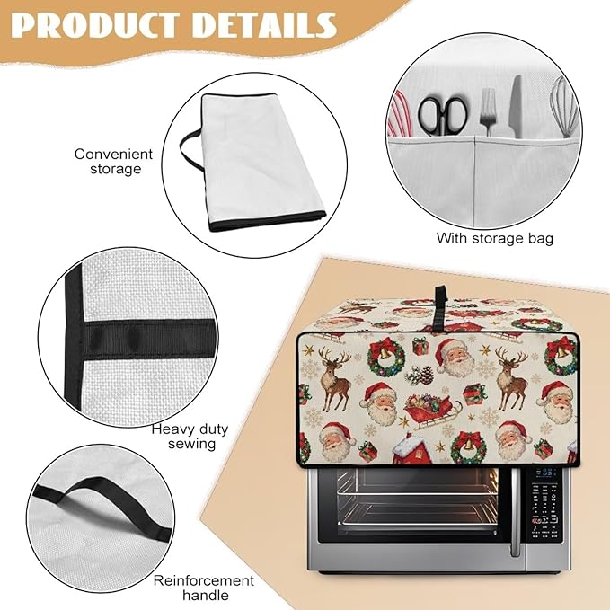 Doojoayie Cute Santa Claus Appliance Dust Cover 6 Slice Christmas Toaster Cover Small Appliance Dust Protector for Toaster Oven/Bread Making Machine/Air Fryer
