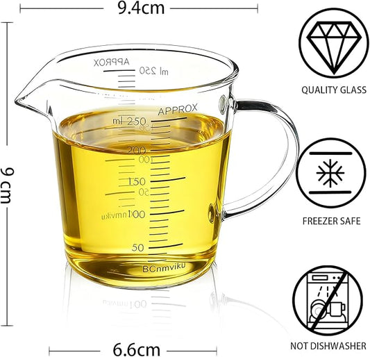 250ml/1 Cup Measuring Cup,High Borosilicate Glass Measuring Cups Liquid for Kitchen,Restaurant (250ml)