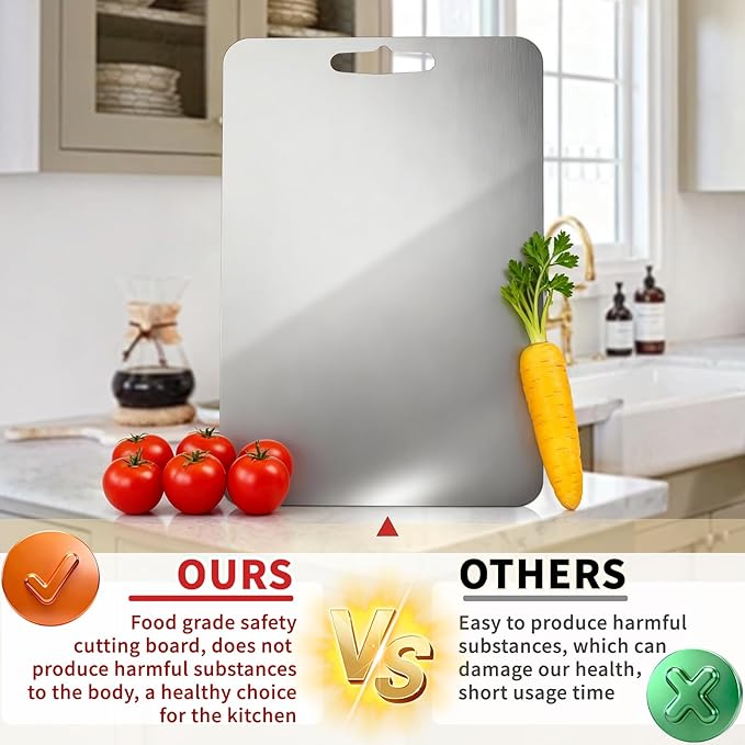 Titanium cutting board for kitchen,cutting boards non toxic,stainless steel cutting board,Dishwasher Safe Suitable For Kitchen Or Outdoor Camping (L15*11)