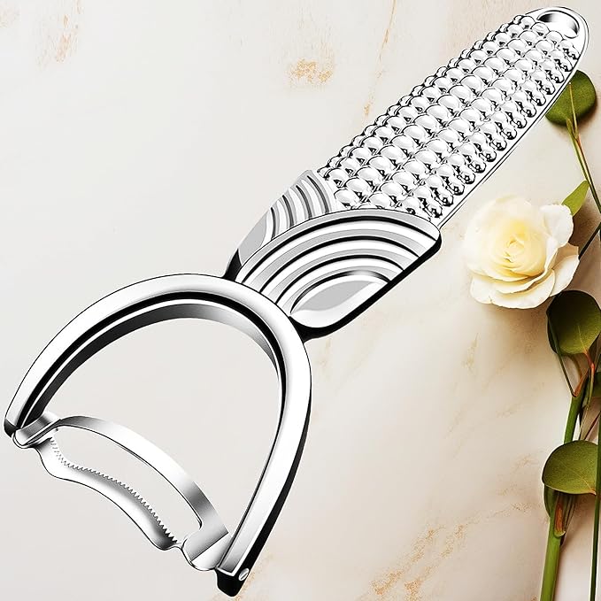 Maxjoy Corn Peeler and Cob Stripper Stainless Steel Tool for Kernel Removal on Corn Cob