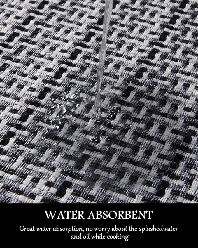 PADOOR Kitchen Mats for Floor, Kitchen Rugs Non Slip Washable, Rubber Backed Kitchen Runner Super Absorbent Kitchen Floor Mat Sink Rug, 20”x47” Black
