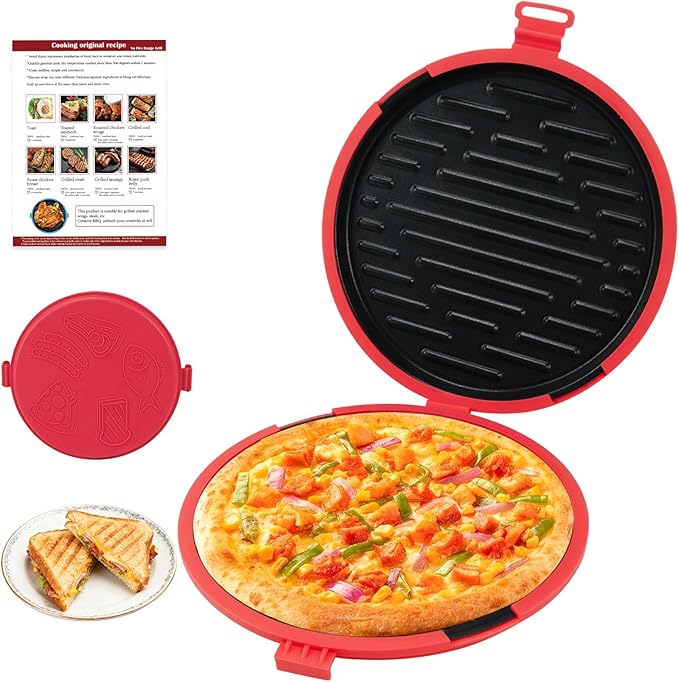 9.5Inch Microwave Sandwich Maker, Microwave Grilled Cheese Maker, Microwave Bacon Cooker, Microwave Toaster, Panini Press, Removable Non-Stick, Grill Crispy in Minutes for Office, Dorm, Travel, Home