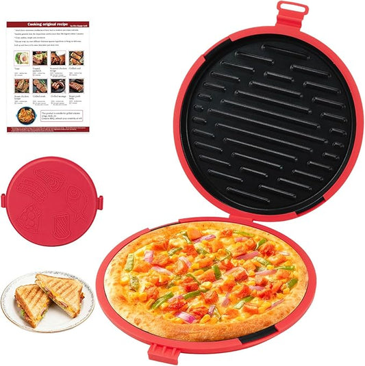9.5Inch Microwave Sandwich Maker, Microwave Grilled Cheese Maker, Microwave Bacon Cooker, Microwave Toaster, Panini Press, Removable Non-Stick, Grill Crispy in Minutes for Office, Dorm, Travel, Home