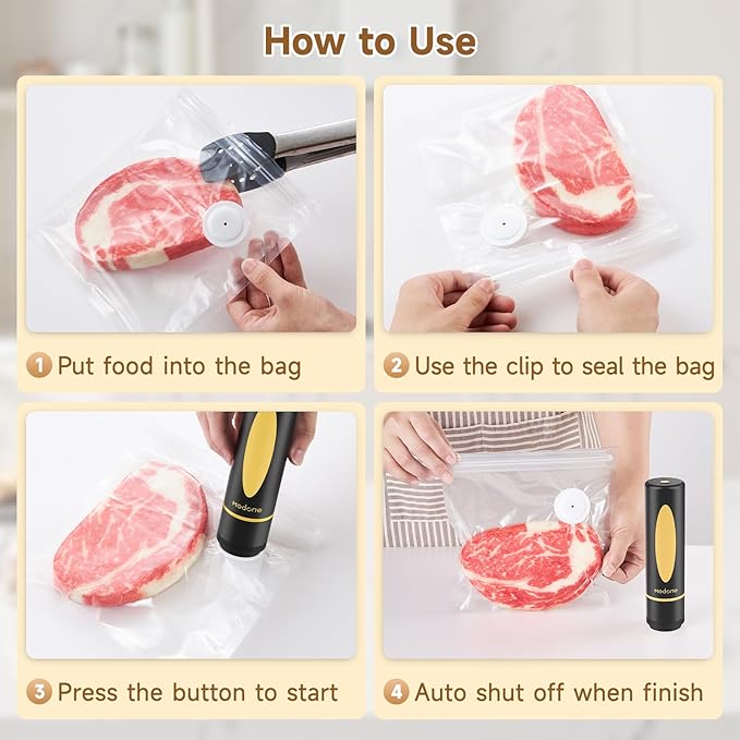 Vacuum Sealer, Food Saver Vacuum Sealer Machine, Compact Handheld Vacuum Sealers with 30 Reusable Vacuum Seal Bags for Freshness Preservation Food Storage