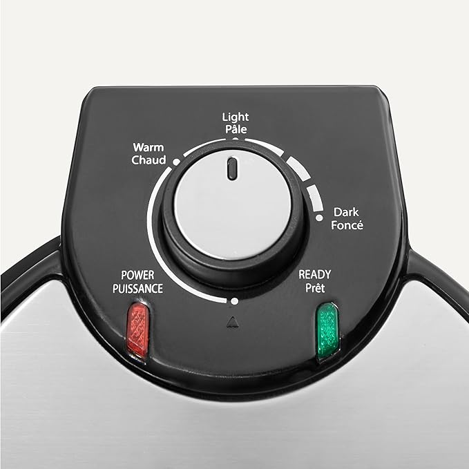 Amazon Basics Belgian Waffle Maker with 8-inch Round Ceramic Non-Stick Plate, Browning Control, Black