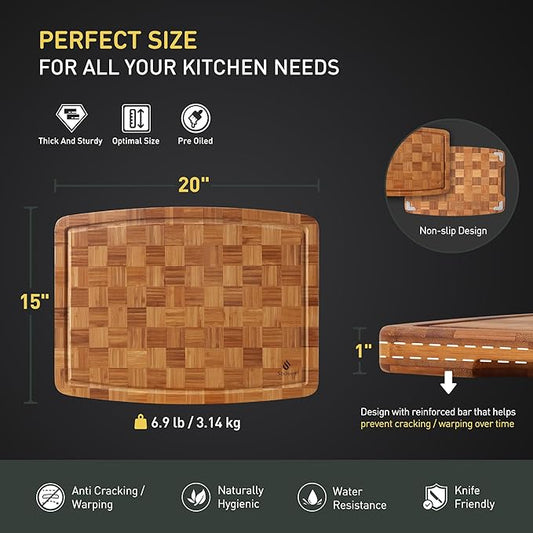 Extra Large Bamboo Cutting Board Non Slip Over Sink Kitchen Wooden Cutting Board 2025 First Apartment Essentials New Home Must Haves Accessories House Warming Decor Housewarming Hostess Host Gifts