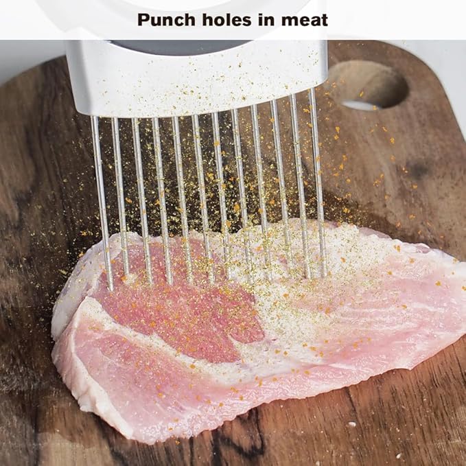 2025 Upgraded Onion Holder for Slicing, Stainless Steel Onion Slice Holder Lemon Slicer Vegetable Cutter, Home Kitchen Tools Onion Holder for Slicing, Meat, Onion, Potato, Tomato (A-1Pcs)