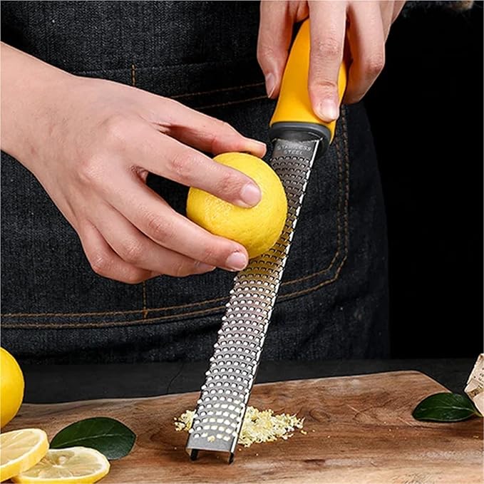 Lemon Zester Cheese Grater Stainless Steel Fine Blade Ginger Chocolate Citrus Fru Kitchen Cooking Tools(Yellow Handle)