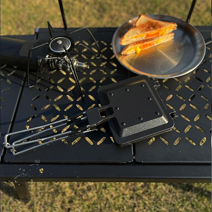 TOPINCN Hot Sandwichs Maker, Foldable Double Sided Non Stick Frying Pan Grilled Sandwichs Toaster for Outdoor Cooking Omelette Steak, Stovetop Grill Press Flip Pan