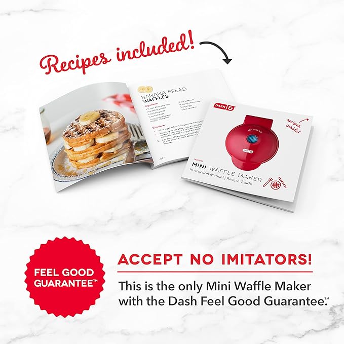 Dash Mini Waffle Maker- Compact Electric Waffle Iron - Stylish Machine with nonstick surface - Quick Breakfast & Snacks - Rainbow Print