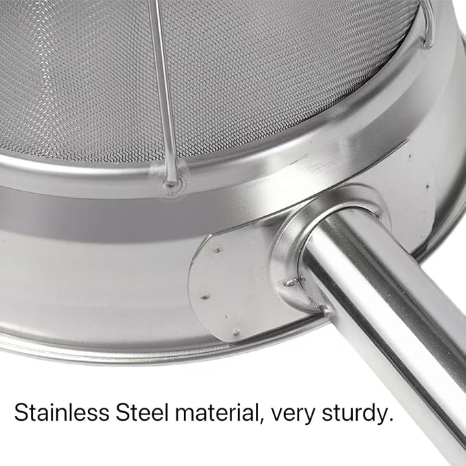 Stainless Steel Fine Mesh Chinois Strainer, Large Strainer Reinforced Bouillon Strainer for Sauces, Soups, Purees, Pastes, Jelly, Custard, Curds and etc.,10-Inch