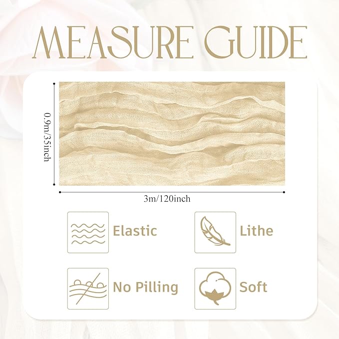 Wokceer Cheesecloth Table Runner Christmas 12 Pack 10FT Beige Boho Gauze Cheese Cloth Table Runner for Party Long Rustic Sheer Table Runners for Baby Bridal Shower Wedding Easter Table Decor