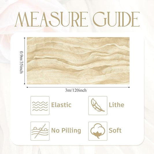 Wokceer Cheesecloth Table Runner Christmas 12 Pack 10FT Beige Boho Gauze Cheese Cloth Table Runner for Party Long Rustic Sheer Table Runners for Baby Bridal Shower Wedding Easter Table Decor