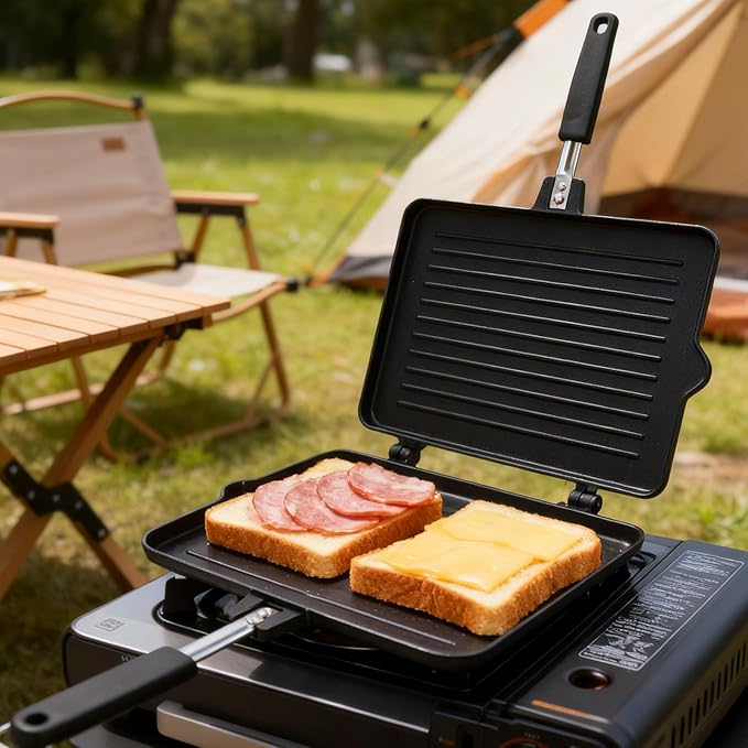 Maker, Double Sided Stovetop Toasted Panini Press, Non Stick Grill Plates Panini Maker Pan, Cheese Waffle Toaster Frying Pan for Home Kitchen Breakfast