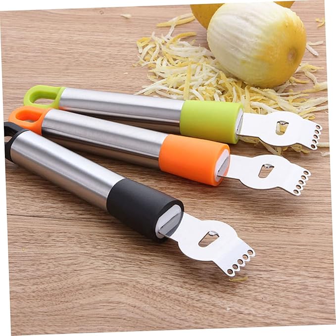 Housoutil 2pcs Stainless Steel Lemon Zester and Peeler with Channel Knife for Citrus Chocolate Slicing Random Color Easy to Clean and Dishwasher Safe Essential Kitchen Tool