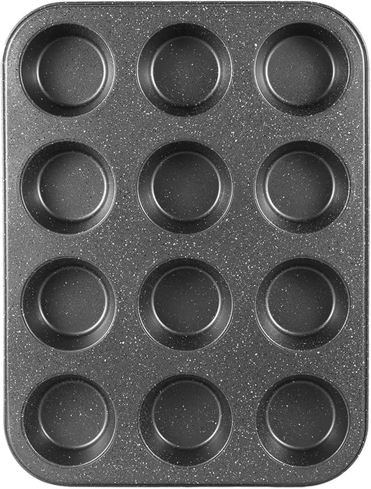 Walooza Muffin Cupcake Pan - Nonstick 12-Cup Tin for Baking Cheesecake, Toast Oven Supplies, Non-Stick Tray