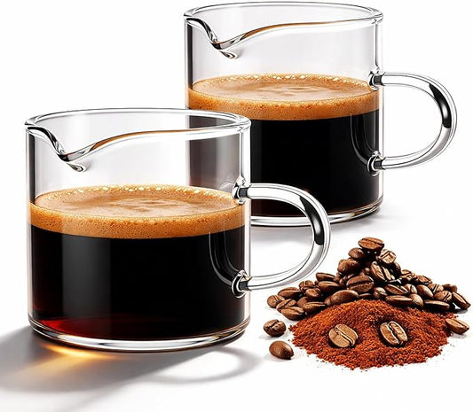 Espresso Cups, Shot Glass Coffee Espresso Cups with Pour Spout, 4 oz, Clear, Set of 2 (Set of 2)