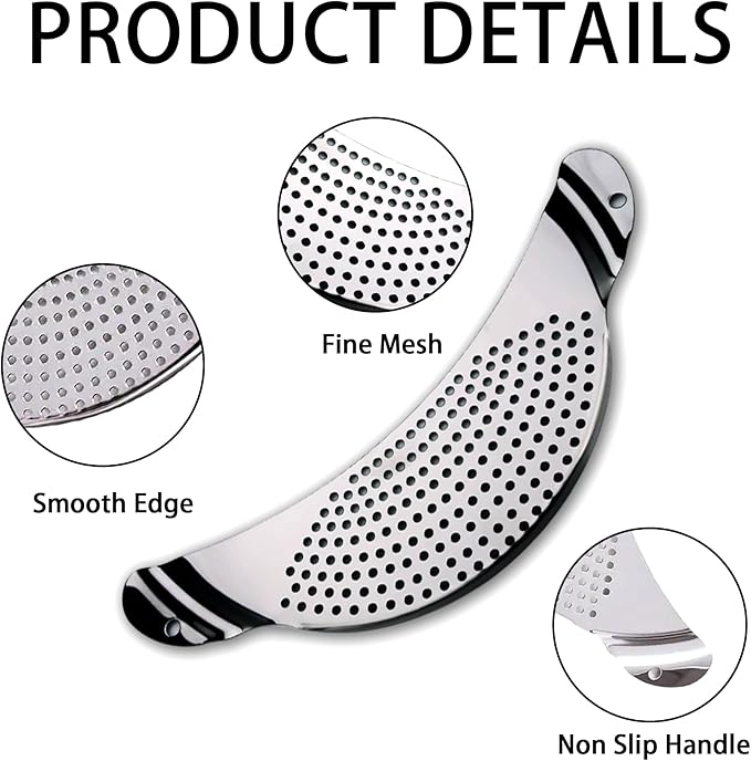 Pot Strainer Stainless Steel 2 Pack, Pasta Strainer, Metal Food Strainer for Noodles Fruit Veggies, Suitable for Pots or Containers Up to 10 Inches