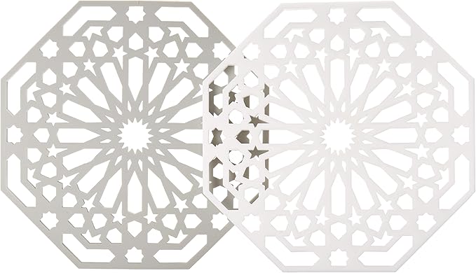 Mintrico Silicone Trivet Mat Pad for Hot Dishes Set of Two (White & Grey Octagon)…
