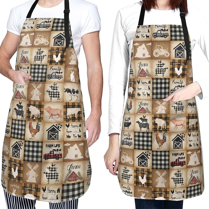 Apron with Pockets Aprons for Women Men Kitchen Chef Apron for Cooking Gardening Server Waitress Painting