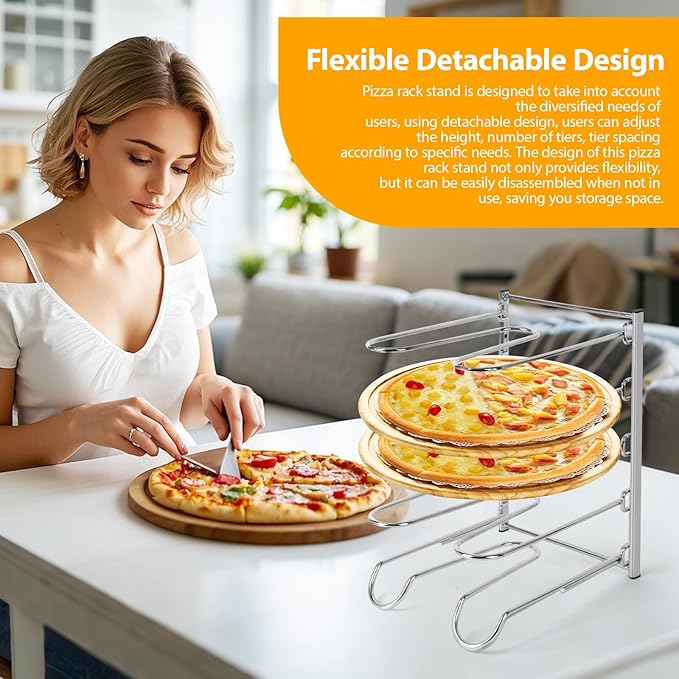 AshKiz Pizza Rack, Pizza Pan Rack, 5 Tier Stainless Steel Pizza Riser, Compact and Convenient Design for Easy Storage Multiple Pizzas pan 10.43" L x 8.52" W x 13" H