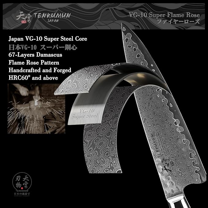 Japanese Gyutou Pro. Handcrafted 8 inch Chef Knife Handmade Forged Knife Japan VG-10 MAX Damascus Steel -Kokoro ser. with Wood Handle