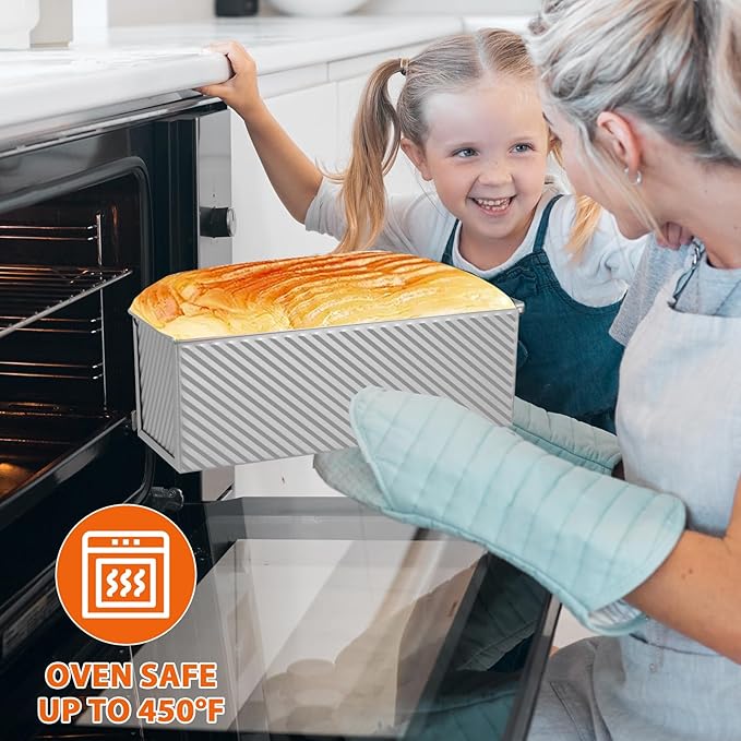 AVSQUINE Non-Stick Pullman Loaf Pan with Lid 13x4 Inch - 2.2lb Carbon Steel Bread Baking Pan with 4 Vent Holes, Heavy Duty Sourdough Loaf Pan with Cover for Homemade Sandwich Bread (Silver)