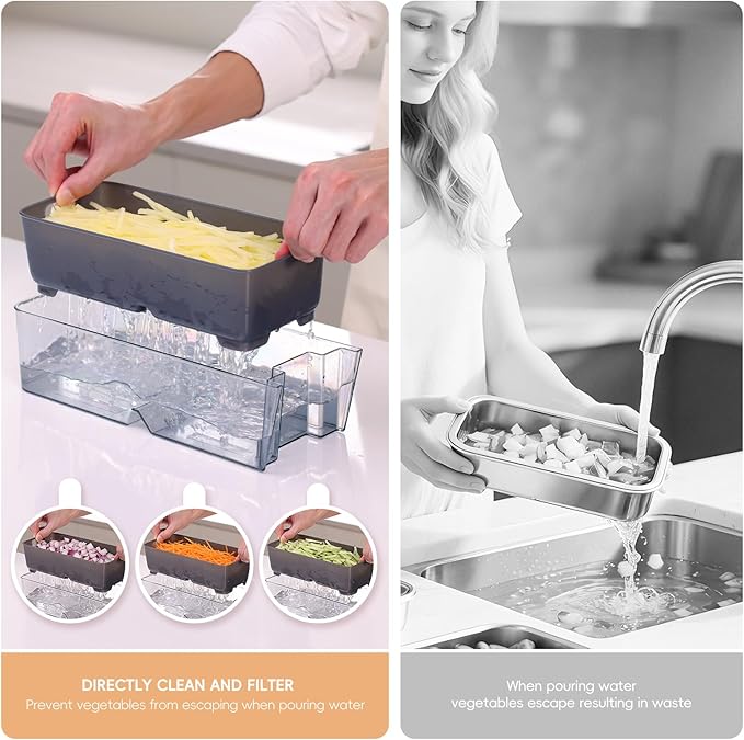 ONCE FOR ALL 4th Gen Safe Mandoline Slicer For Kitchen, AdjustableThickness 0.1-8 mm Professional Vegetable Slicer For Food, Fruit Slices, Potato Chips, Fast Meal Prep