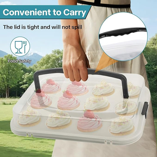 Spmarkt 2-Pack Beige Muffin Pan, Non-Stick 12-Cup Cupcake Pan with Lid, Cupcake Pan with Lid and Handle, Perfect for Holidays, Birthdays, and Family Gatherings