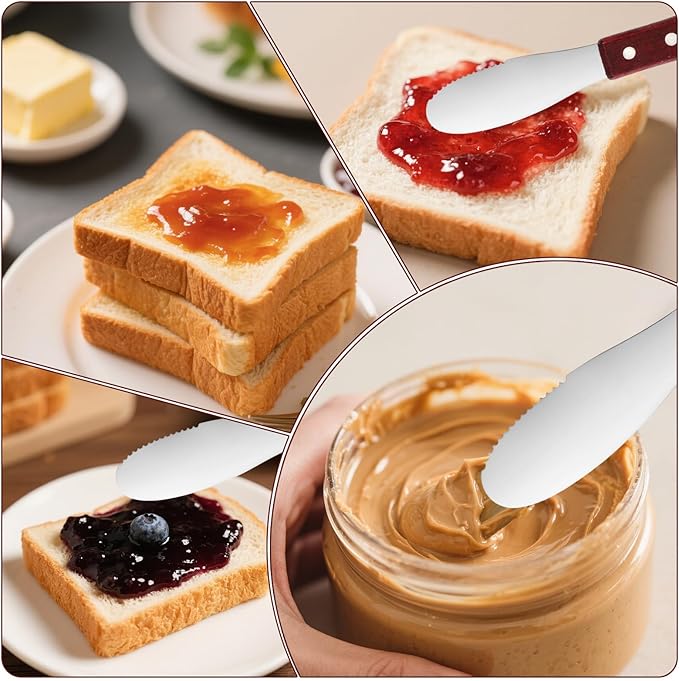 2pcs Butter Knife Spreader Set, Stainless Steel Cheese Spreader Knife with Wood Handle for Sandwiches Cream Cheese & Condiments Kitchen Tools & Cooking Utensils