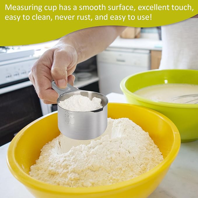1/4 Cup (60 ml | 2 oz | 60 cc) Stainless Steel Measuring Cup, Metal Measuring Cup for Cooking & Baking
