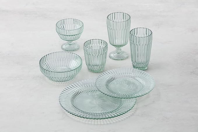 Fortessa Archie Glass Drinkware, Iced Beverage Glass (Set of 6), 15 Oz., Verde Green