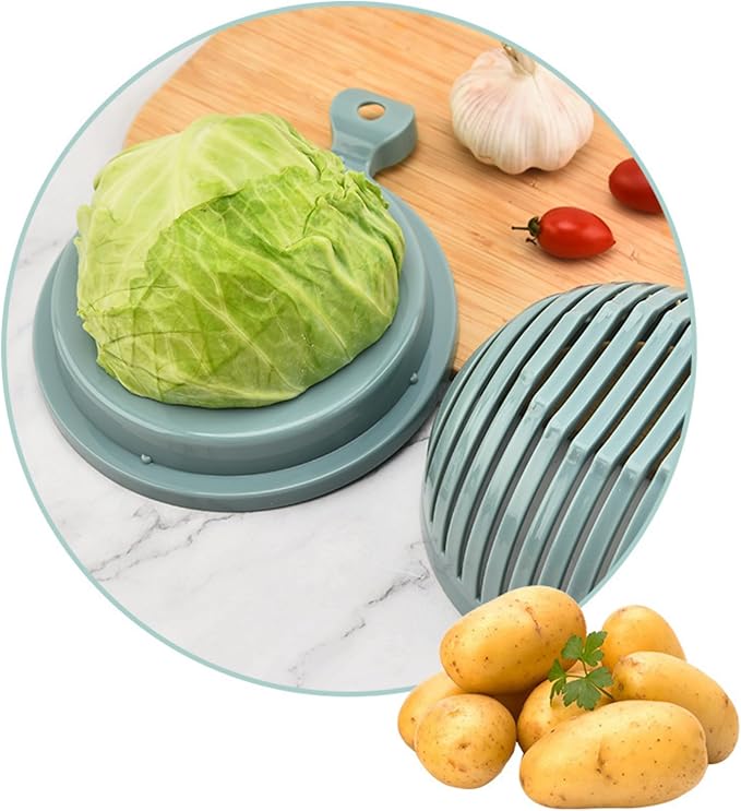 Fruit and Vegetable Cutter Bowl, Slicers for Fruits and Vegetables, Salad Chopper Cutter (Blue)
