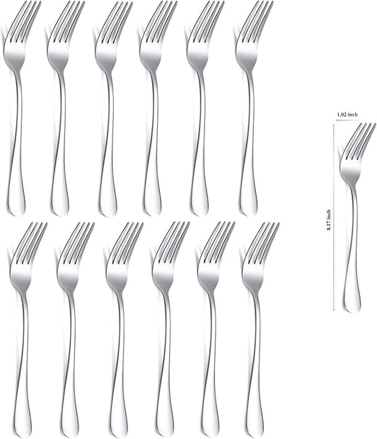 Kyraton Dinner Fork 12 Pieces, Stainless Steel 8.17 Inch Forks Silverware, Table Forks Set of 12