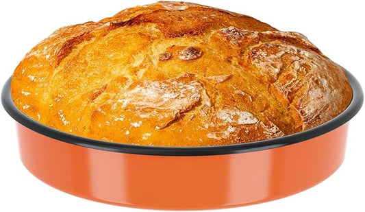 MCCSI Round Pizza Cake Baking Pan 10 Inch Enamel Steak Ham Roasting Dish, Cookie Bread Bakeware Sheet, Non-Stick Non-Toxic Oven Dishwasher Safe Mom's Christmas Gift