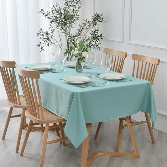 maxmill Textured Tablecloth Stain Resistant Waterproof and Wrinkle Resistant Washable Table Cloth, Fabric Table Cover for Dining Room and Outdoor Use, Rectangle 60 x 120 Inch, Turquoise
