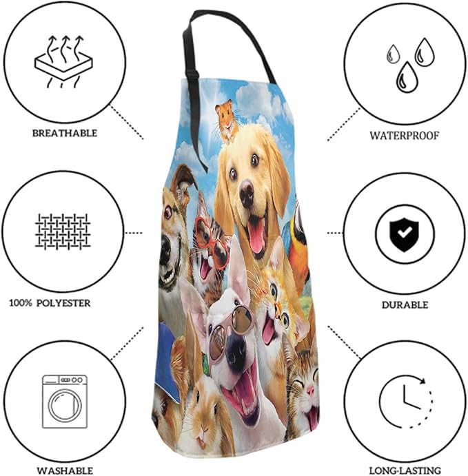 Apron with Pockets Aprons for Women Men Kitchen Chef Apron for Cooking Gardening Server Waitress Painting