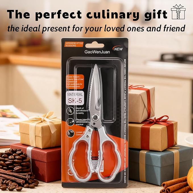 Kitchen Shears & kitchen scissors All Purpose | kitchen gadgets-Heavy Duty Stainless Steel Meat Poultry Food Scissors, Dishwasher Safe for Home and Kitchen Essentials, Utensils, Gadgets, Accessories