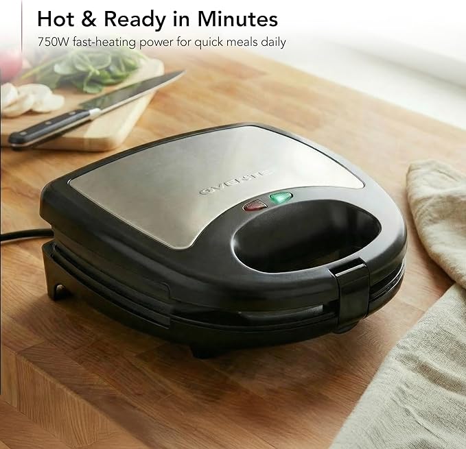 OVENTE 3 in 1 Electric Sandwich Maker, Panini Press Grill and Waffle Iron Set with Removable Non-Stick Plates, Perfect for Cooking Grilled Cheese, Tuna Melts, Burgers, Steaks and Snacks, Black GPI302B