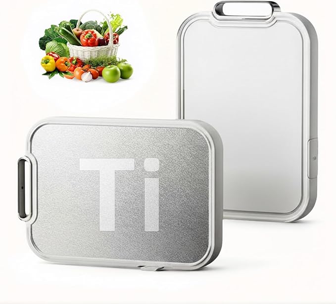 Cutting Board for Kitchen, Cutting Boards Non Toxic Double Sided Metal Pure Titanium and Wheat Straw PP Chopping Board Food Grade Easy to Clean Large Size 16"*10"*0.9"