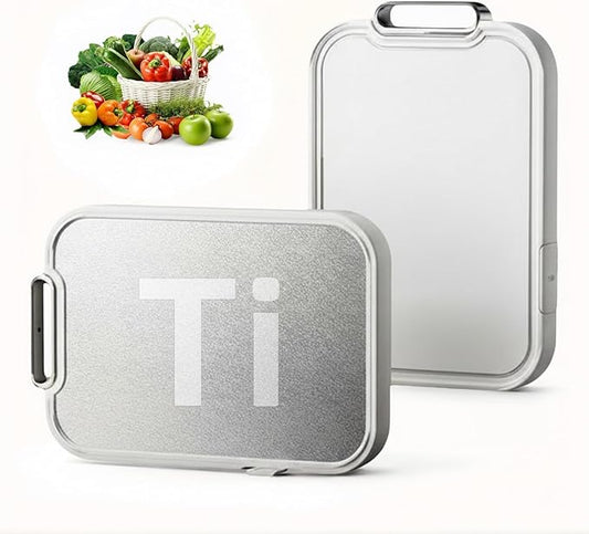 Cutting Board for Kitchen, Cutting Boards Non Toxic Double Sided Metal Pure Titanium and Wheat Straw PP Chopping Board Food Grade Easy to Clean Large Size 16"*10"*0.9"